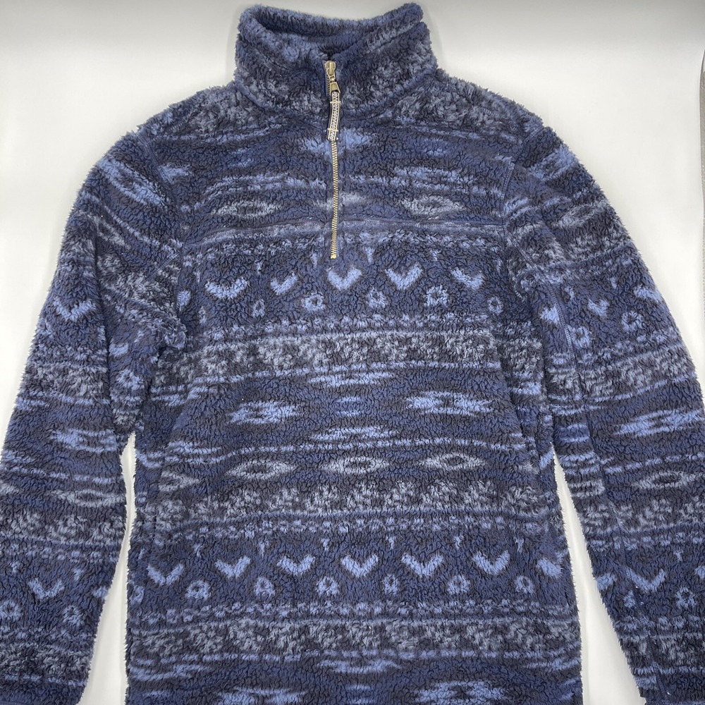 Alpine Sherpa Men's Blue Aztec Print Fuzzy Jacket Size Small #C436